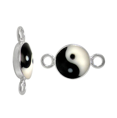 Connector, Yin Yang, Sterling Silver, 8mm x 3mm Loop, 1pc