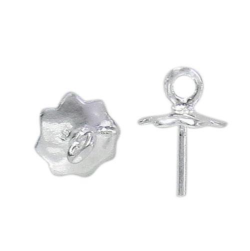 Bail, Flower Design, Sterling Silver,  7mm D x 8mm L - 1pc - Butterfly Beads