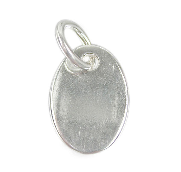 Charms, Flat Oval Tag, Sterling Silver, 12mmL x 8mmW, 1pc