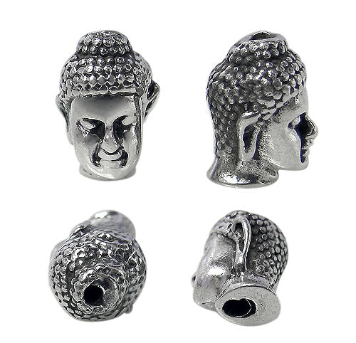 Sterling Silver, Buddha Head Bead, 11mm x 8mm, 1pc