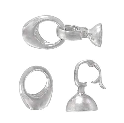 Clasps, Oval Clasp Set, Rhodium Plated on Sterling Silver, 25mm x 11mm- 1 pc