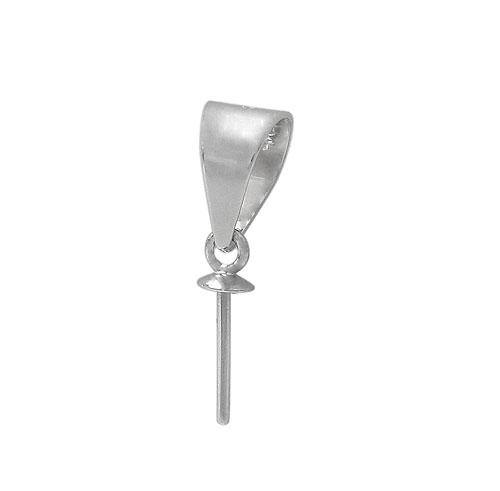 Bail, Smooth Glue, Rhodium Plated on Sterling Silver, 7mm (Pin), 16mm X 4.5mm - 1pc - Butterfly Beads