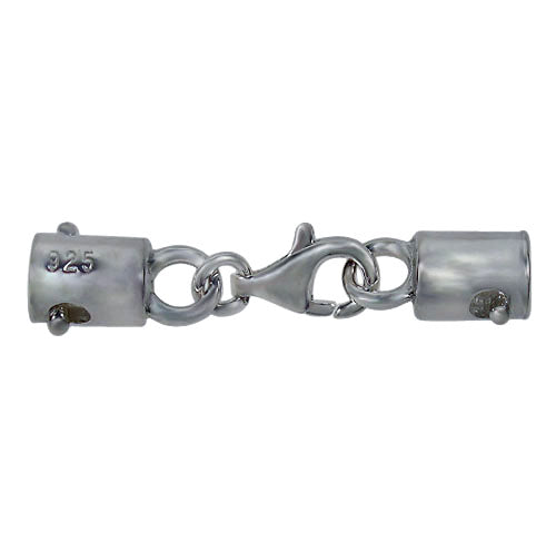 Terminators, Cord Ends w/ Clasp, Sterling Silver, 32mmL, Sold Per pkg of 1