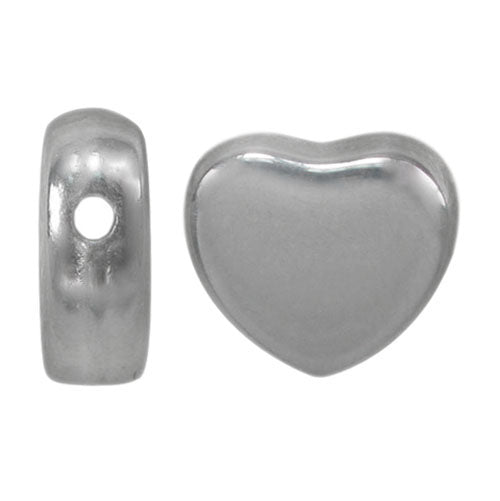 Sterling Silver, Heart Bead, 6mm x 7mm, 1pc