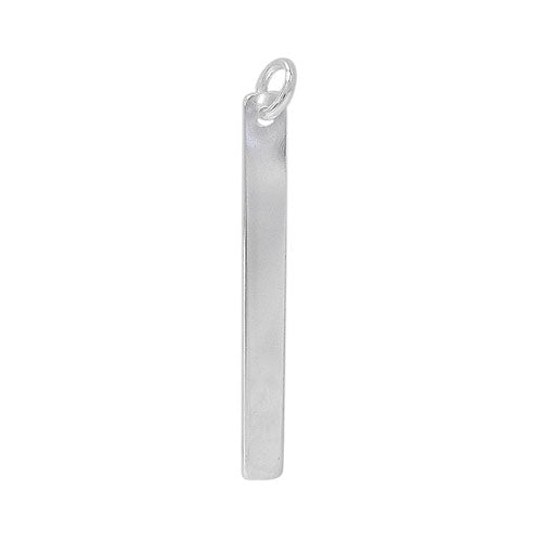 Charms, Medium Flat Rectangular Tag, Sterling Silver, 25mm L x 3mm W, 1pc