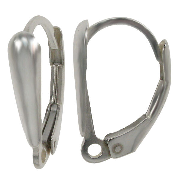 Earrings, Sterling silver, Smooth Lever Back, 15mm x 10mm, 1 pair
