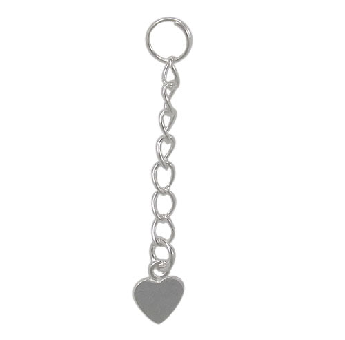 Chain Extender w/Heart, Sterling Silver, 1 inch -1pc