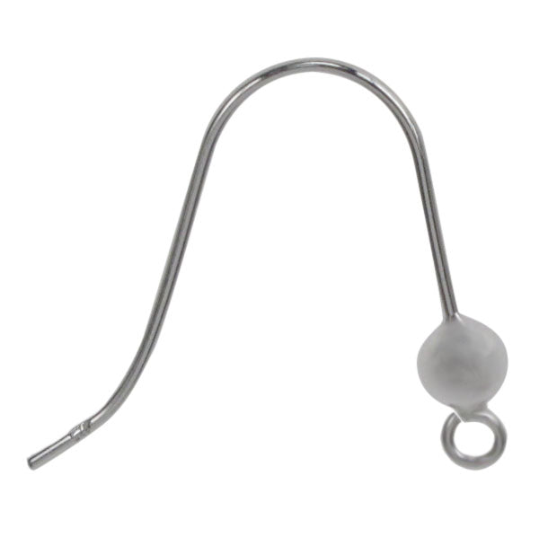 Earring, Sterling Silver, Shepherd Hook w/ Bead - 20mm X 22mm - 1 pair