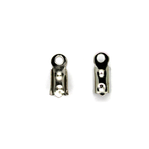 Terminators, Fold Over Cord Ends, Silver, Alloy, 10mm x 4mm, Sold Per pkg of 25