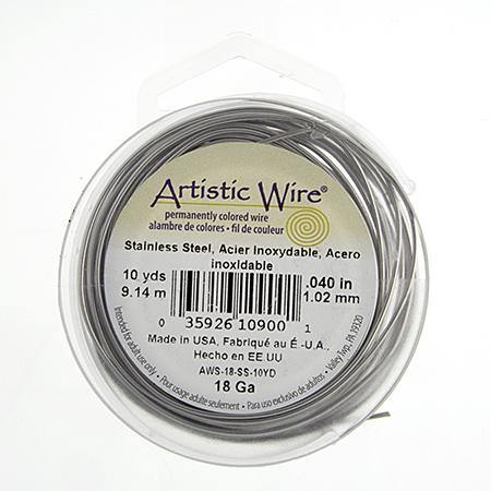 Artistic Wire - 10 Yards - Stainless Steel, 18 gauge - Butterfly Beads