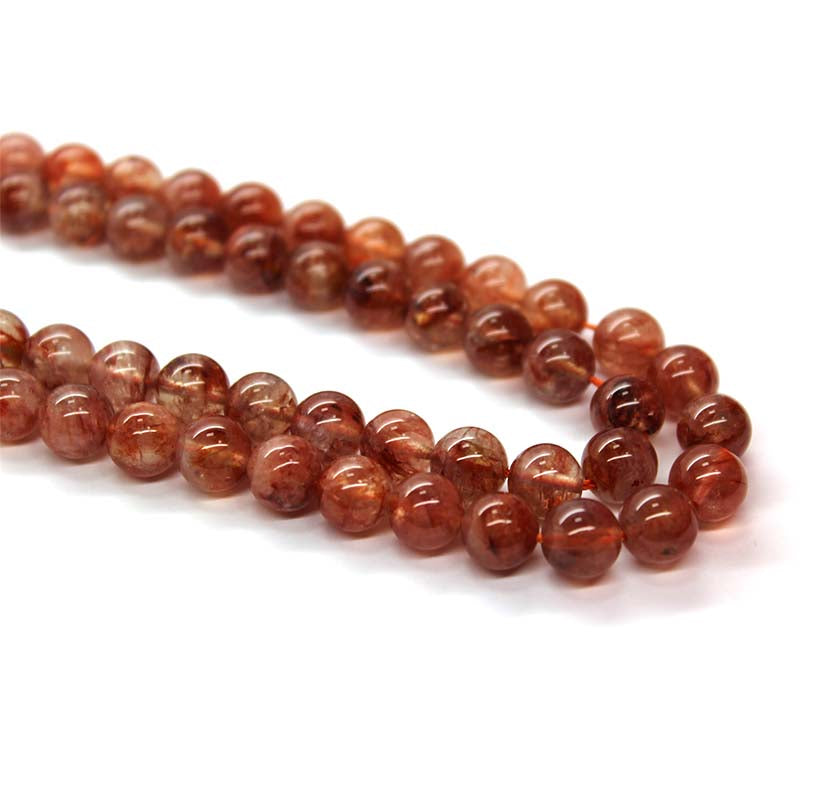 Red Rutilated Quartz, Semi-Precious Stone, 6mm, 60 pcs per strand