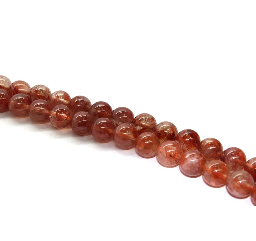 Red Rutilated Quartz, Semi-Precious Stone, 8mm, 46 pcs per strand