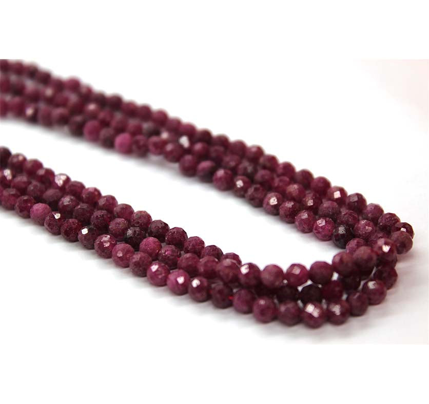 Faceted Ruby, Semi-Precious Stone, 4mm, Approx 95 pcs per strand