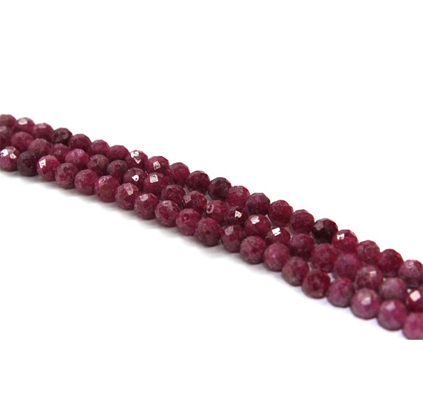 Faceted Ruby, Semi-Precious Stone, 2mm, 200 pcs per strand