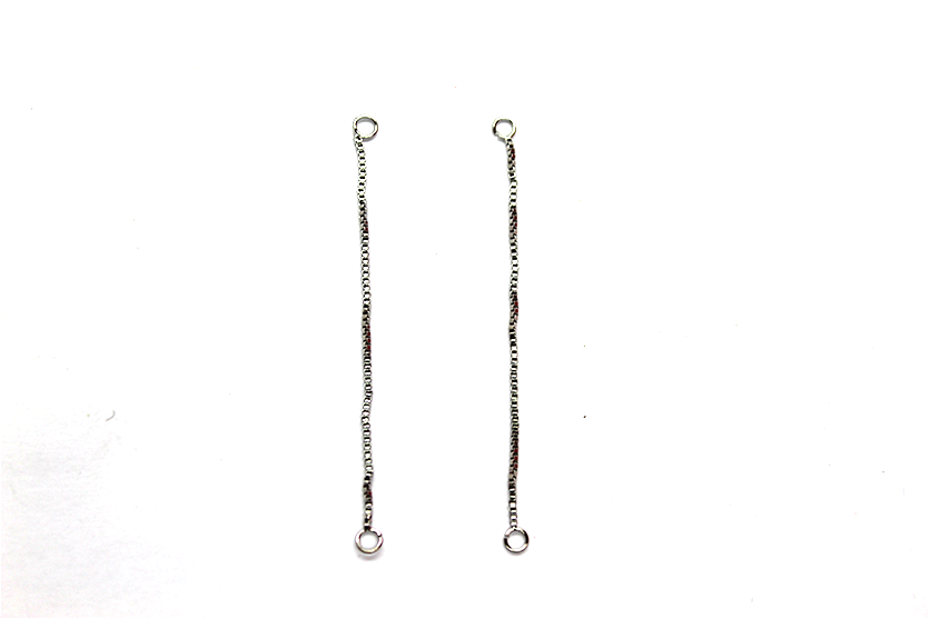 One Loop Box Chain Dangle Earring , Silver-Plated, 53mm (Length) x 1mm (thickness), 2 pairs