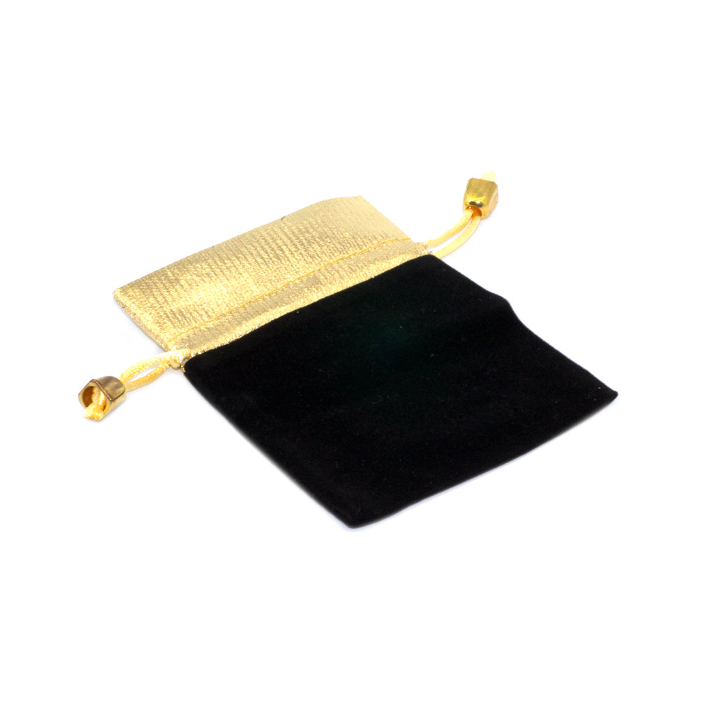 Tools, Small Velvet Bags, Black &amp; Gold, 12cm x 9cm, 50 bags per pack