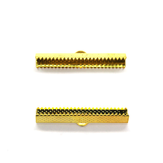 Terminators, Ribbon Crimp Ends, Gold, Alloy, 40mm x 8mm, Sold Per pkg of 8