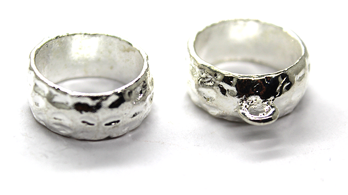 Base, Ring Base with 1 Loop, Bright Silver, Alloy, 25mm x 20mm x 3mm (loop), Sold Per pkg of 2