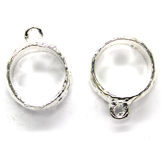 Base, Ring Base with 1 Loop, Bright Silver, Alloy, 25mm x 20mm x 3mm (loop), Sold Per pkg of 2