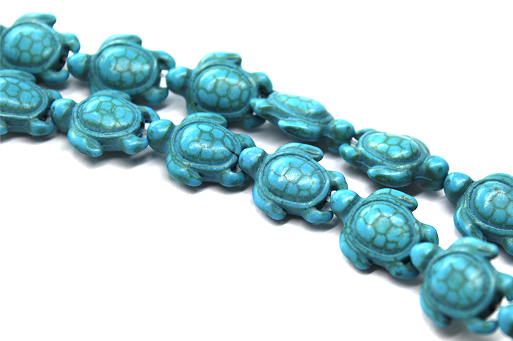 Turquoise Blue, Turtle Stones, Semi-Precious Stone, 14mm x 16mm, 24 pcs per strand