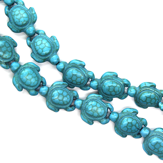 Turquoise Blue, Turtle Stones, Semi-Precious Stone, 14mm x 16mm, 24 pcs per strand
