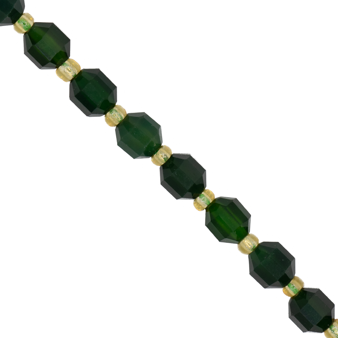 Faceted Hexagon Gemstones with Gold Spacer Bead, 6mm, Available in Various Gemstones