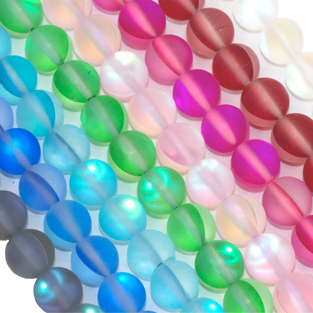 Synthetic Matte Mystic Aura Quartz, 6mm, Approx 60 pcs per strand, Available in 9 Colours