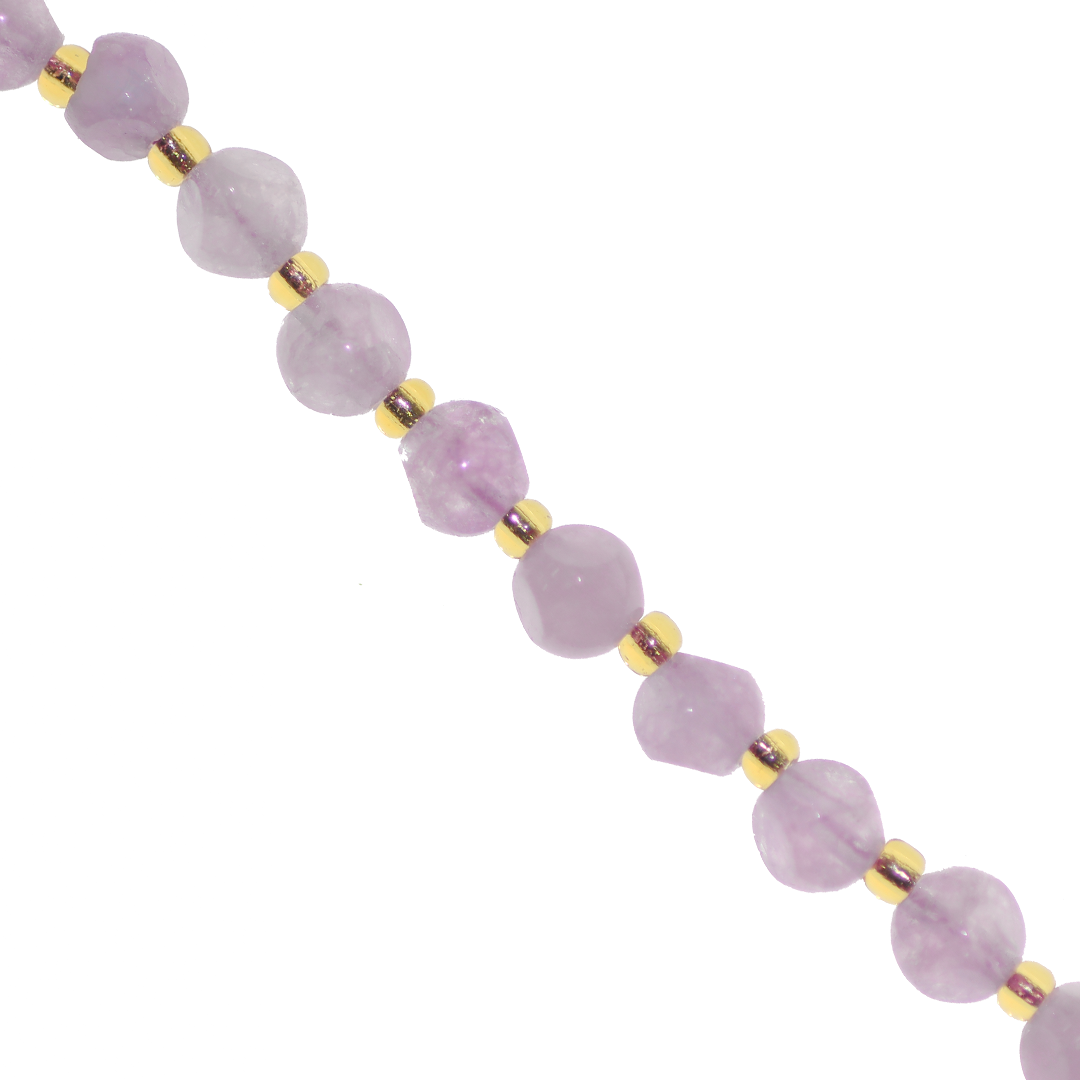 Dice Gemstones with Gold Spacer Bead, 6mm, Available in Various Gemstones