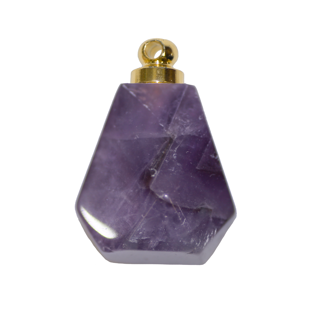 Faceted Polygon Stone Pendant, 25mm x 18mm, Available in Multiple Semi-Precious Stones - 1 pc