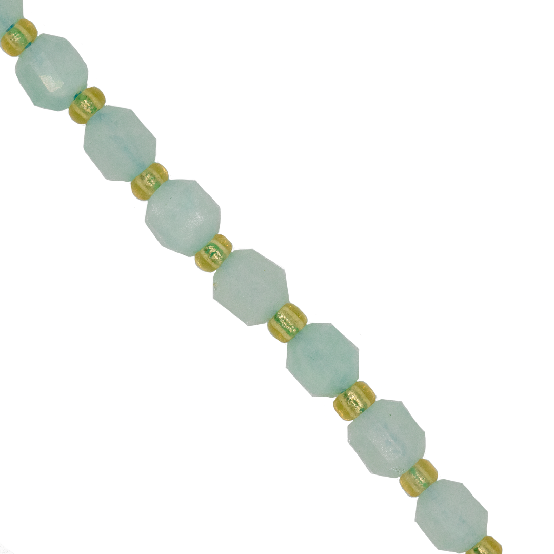 Faceted Hexagon Gemstones with Gold Spacer Bead, 6mm, Available in Various Gemstones