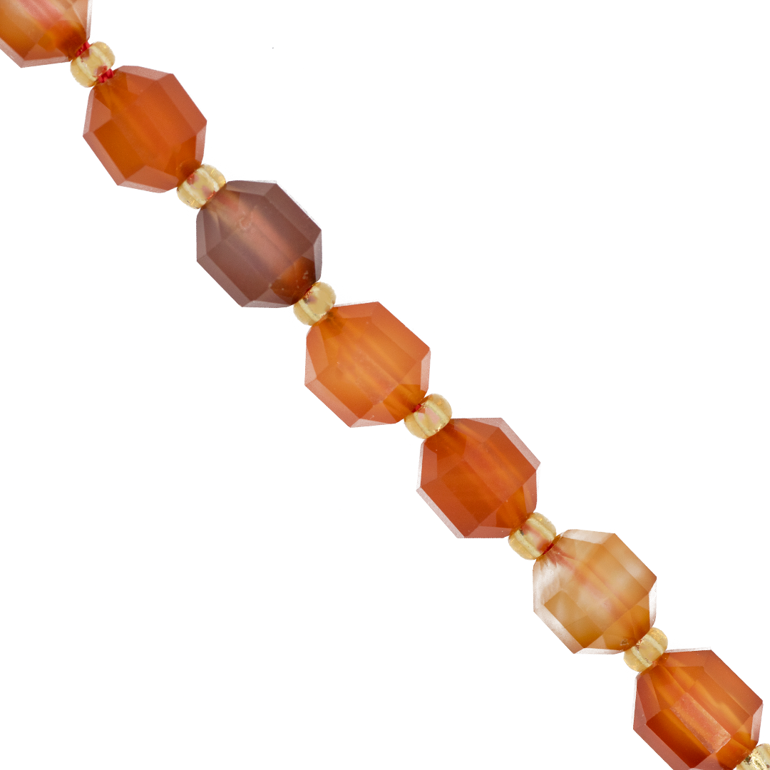 Faceted Hexagon Gemstones With Gold Spacer Bead, 8mm, Available in Various Gemstones