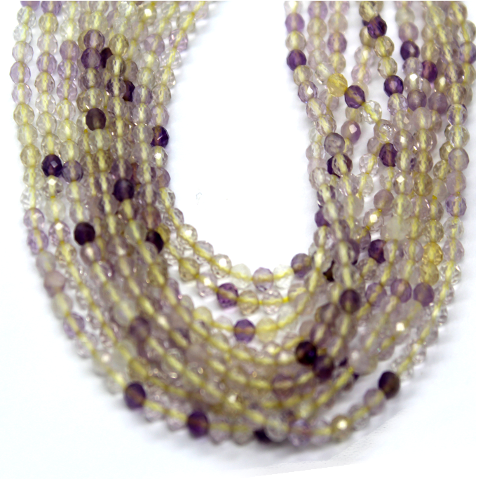 Faceted Ametrine, Semi-Precious Stone, 2.5mm, 150 pcs per strand