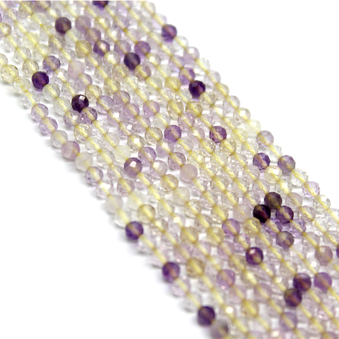 Faceted Ametrine, Semi-Precious Stone, 2.5mm, 150 pcs per strand