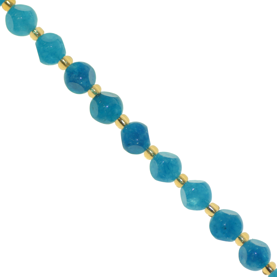 Dice Gemstones with Gold Spacer Bead, 6mm, Available in Various Gemstones