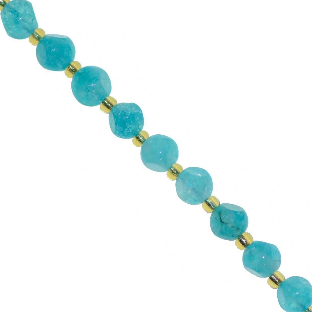 Dice Gemstones with Gold Spacer Bead, 6mm, Available in Various Gemstones