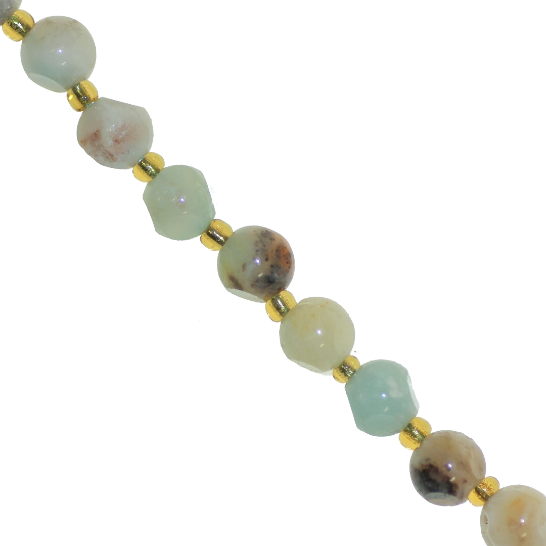 Dice Gemstones with Gold Spacer Bead, 6mm, Available in Various Gemstones