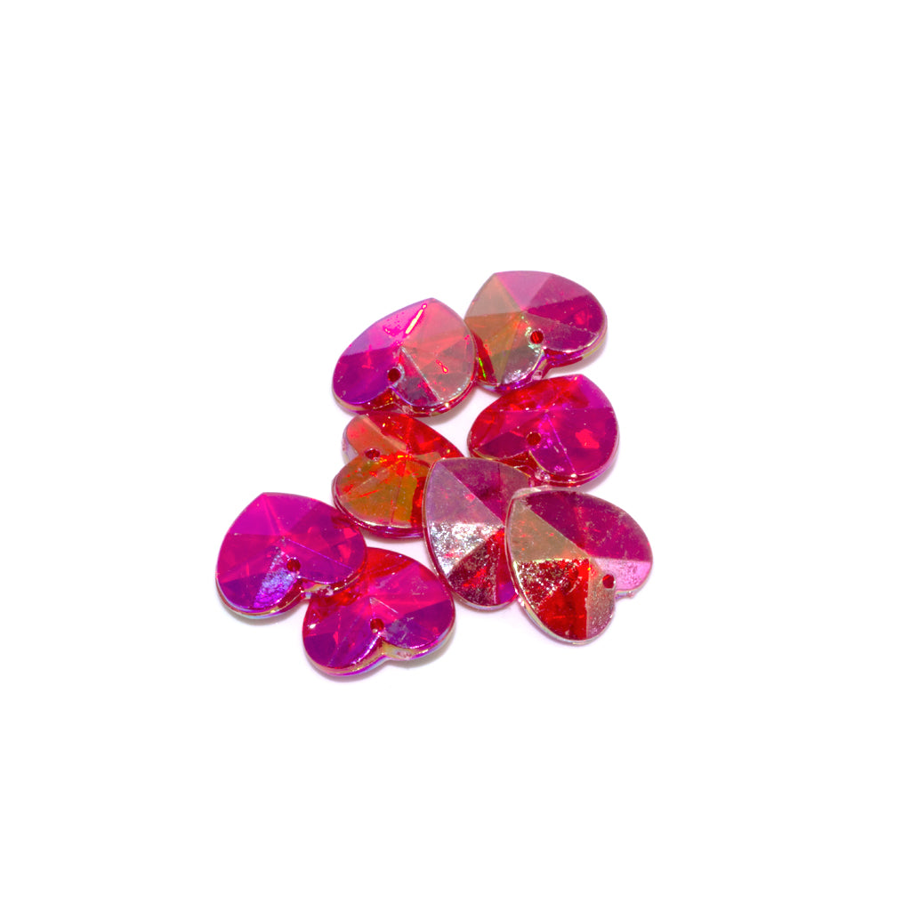Beads, Acrylic Heart AB Beads, Available in Multiple Colours