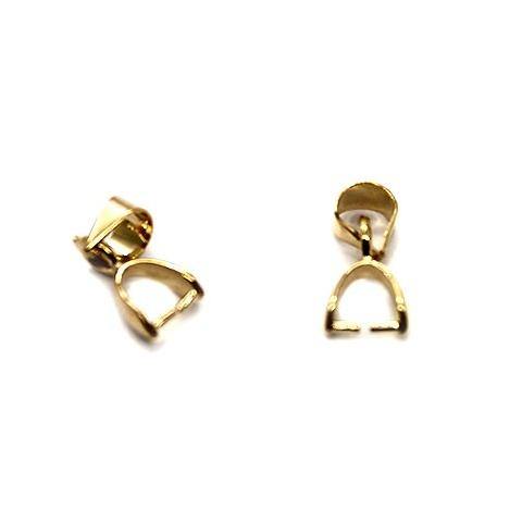 Bails, Oval Bails, Alloy, Light Gold, 13mm x 5mm, Sold Per pkg of 6 - Butterfly Beads