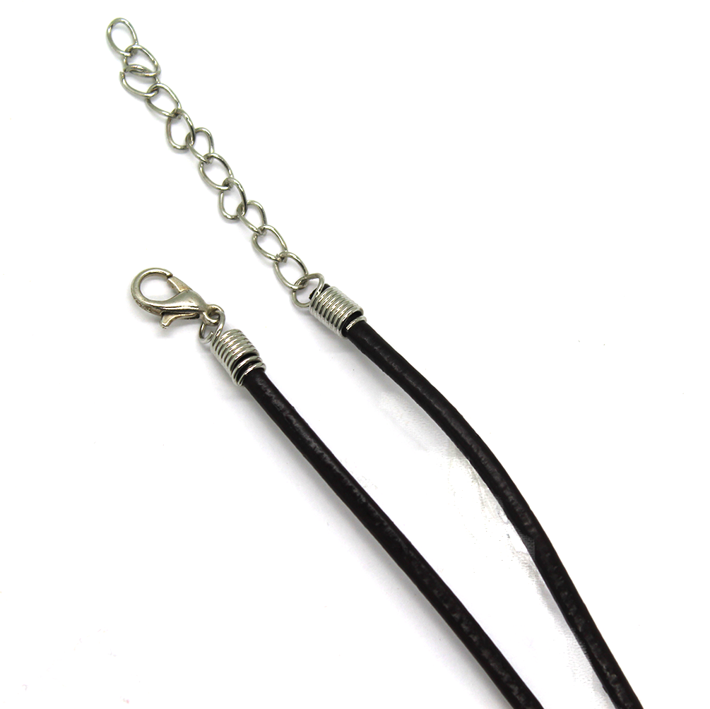 Black leather cord necklace hot sale with silver clasp