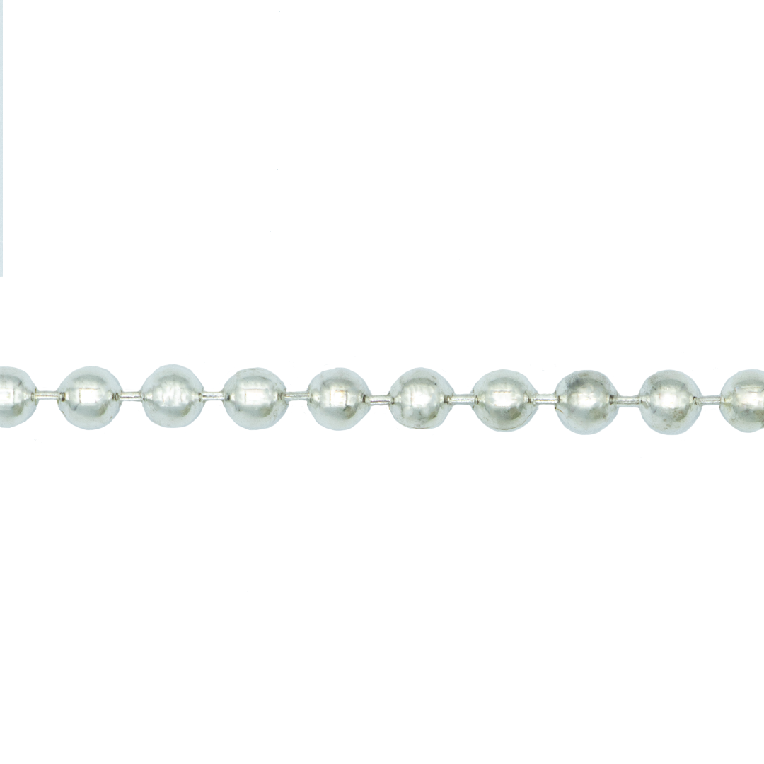 Ball Bead Chain, 2.0mm, Alloy Silver,  Sold per Meter