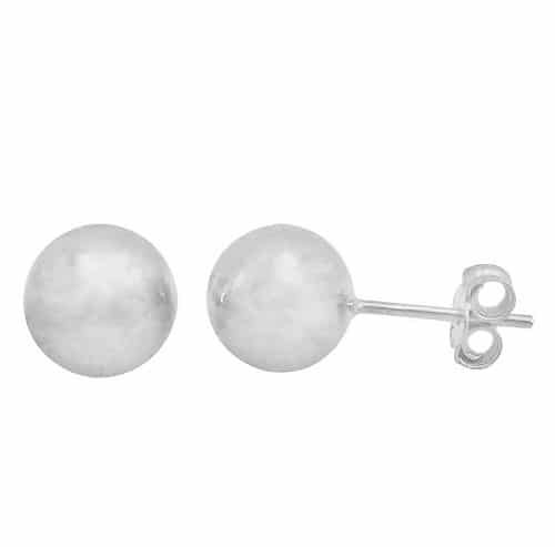 Earring, Classic Round Ball Stud, Sterling Silver, Available in Multiple Sizes - 1 pair