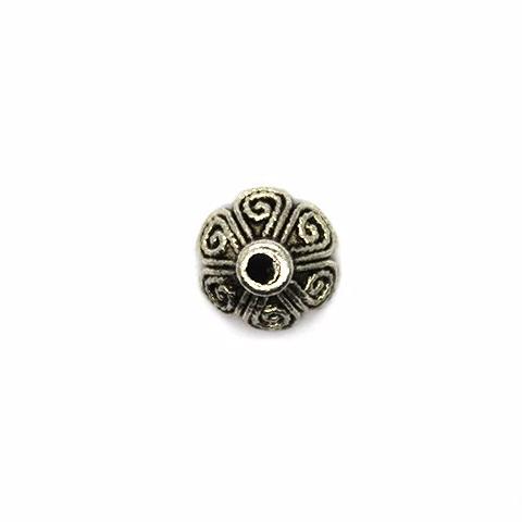 Bead Cap, Flower, Alloy, Silver, 8mm x 8mm, Sold Per pkg of 12