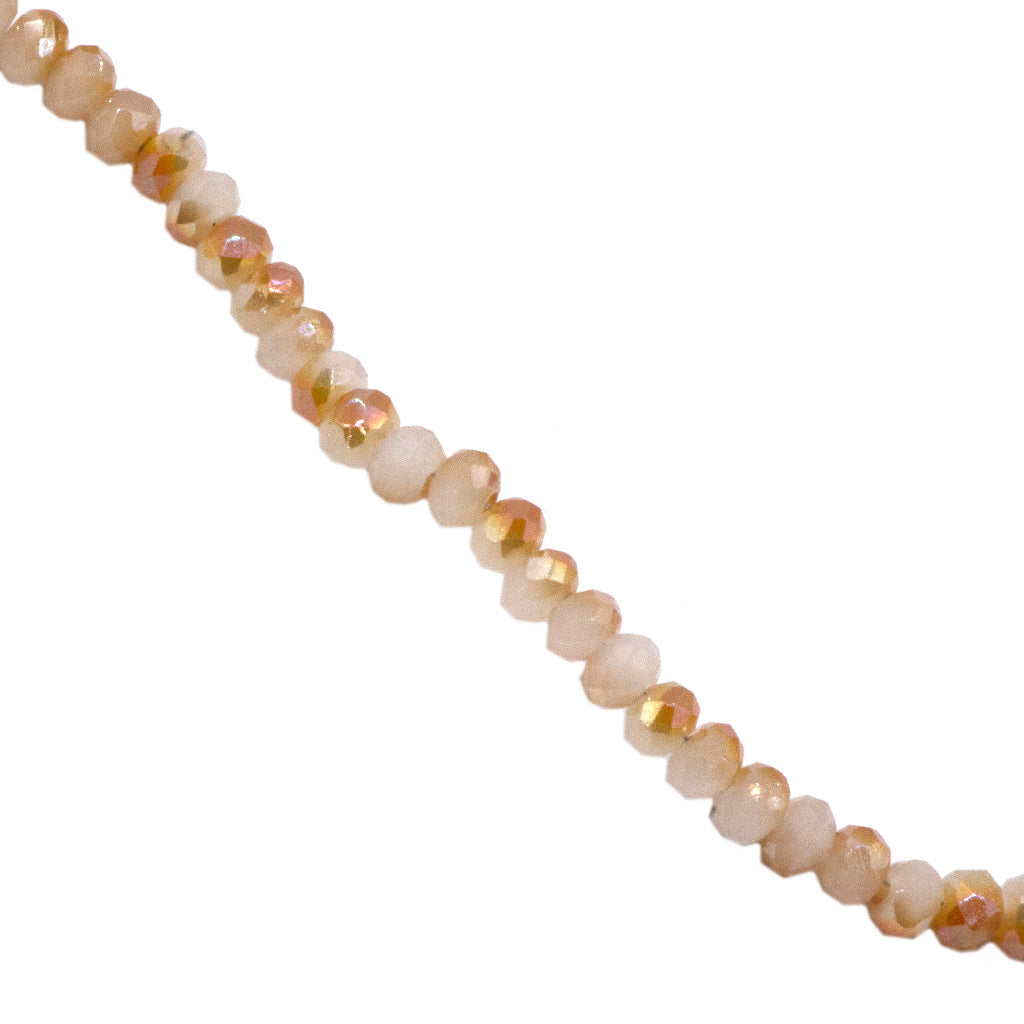Glass Crystal, Rondelle, Crystal Beige Opaque, 3mm X 2.5mm, 140 pcs per strand