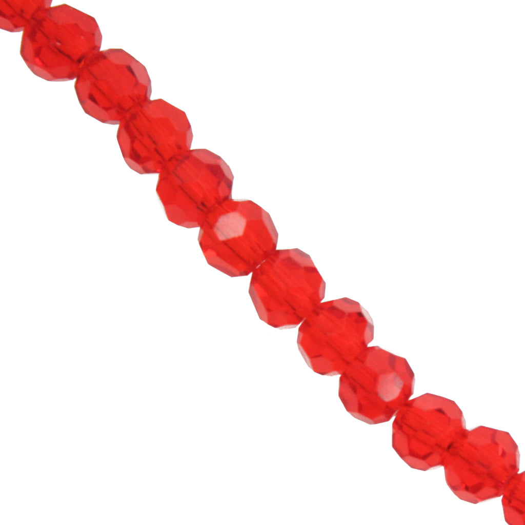 Glass Crystal, Round, Light Red, 4mm x 3mm, Approx  95+ pcs per strand