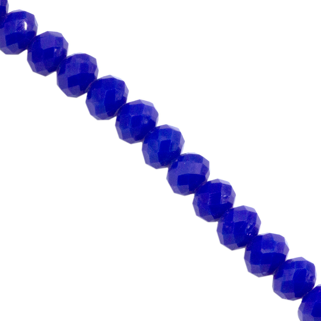 Glass Crystal, Rondelle, Blue Opaque, 8mm X 6mm, 65 pcs per strand