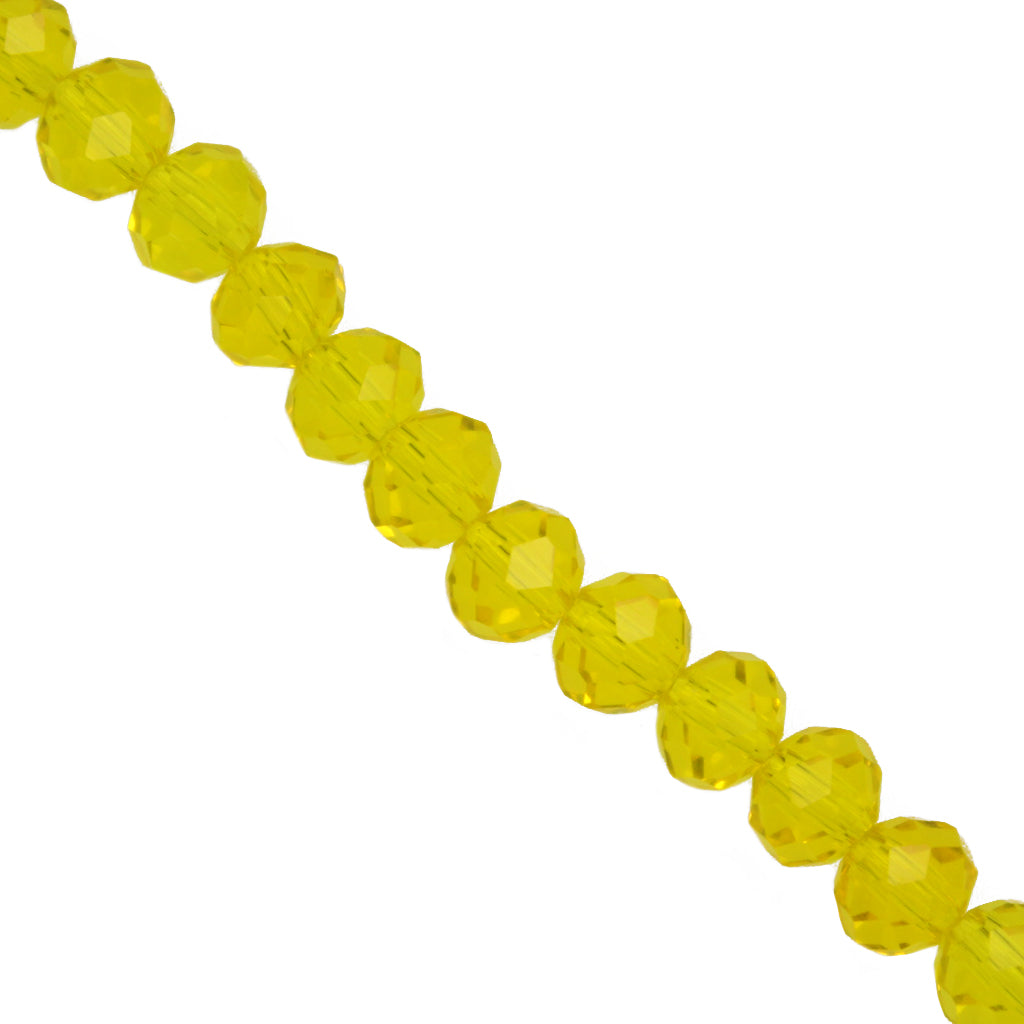 Glass Crystal Beads, Rondelle, Pineapple Yellow, 6mm x 5mm, Approx 80 pcs per strand