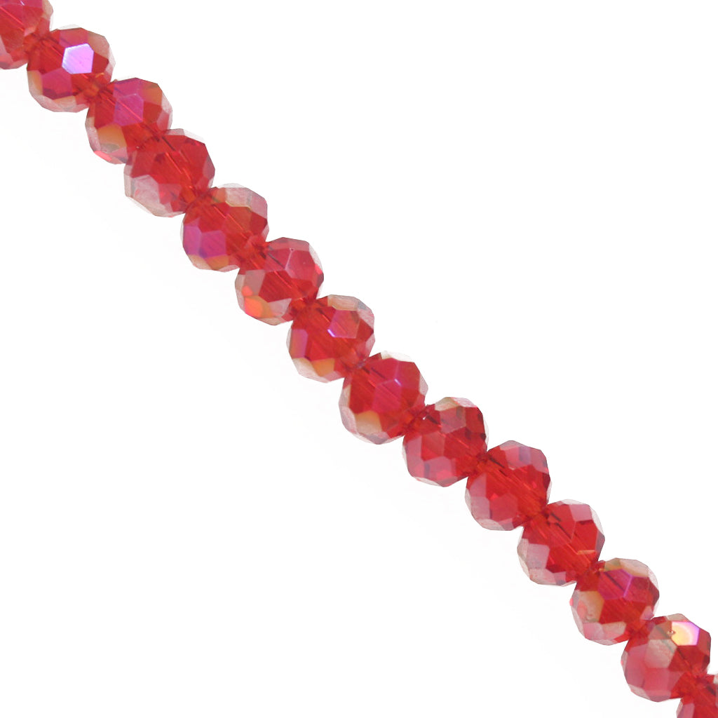 Glass Crystal, Rondelle, Cranberry AB, 6mm X 4mm, Approx 87+pcs per strand