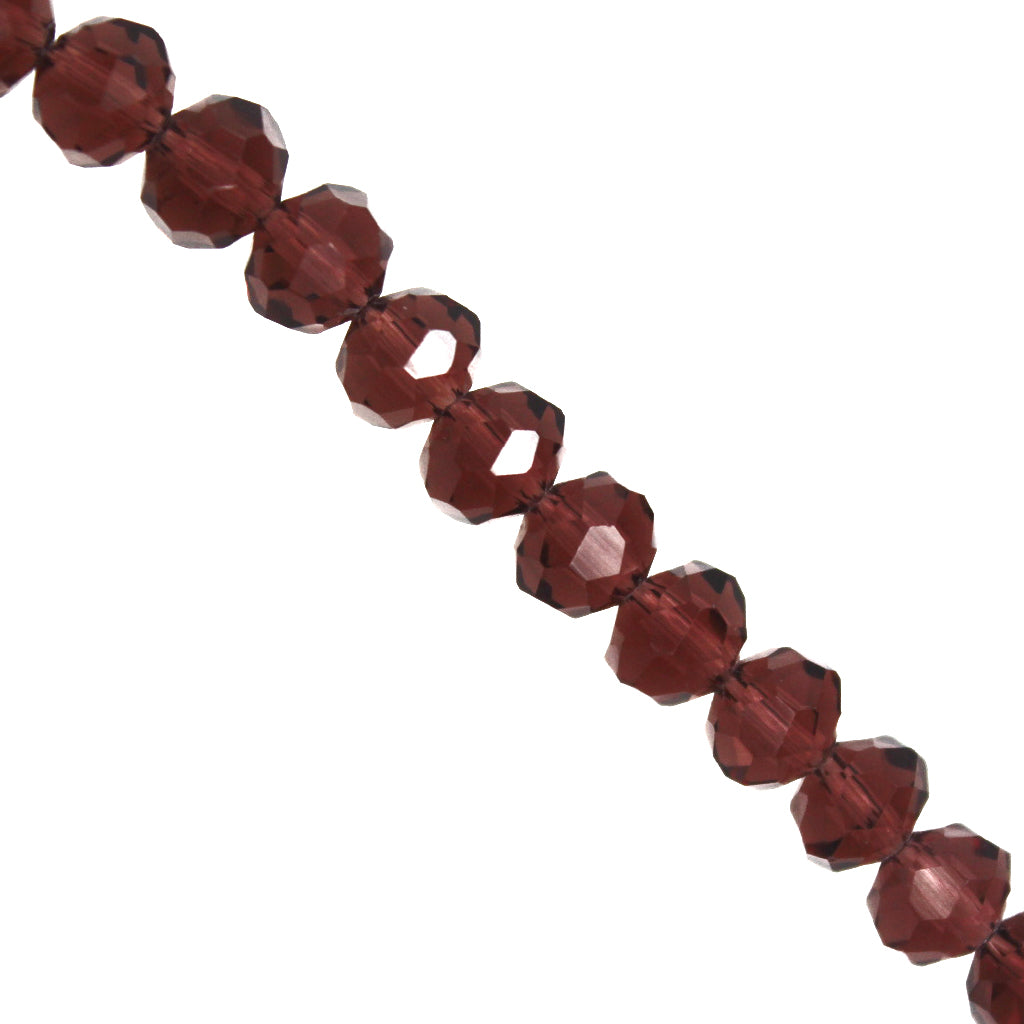 Glass Crystal Beads, Rondelle, Plum Purple, 8mm X 6mm, Approx 65+ pcs per strand
