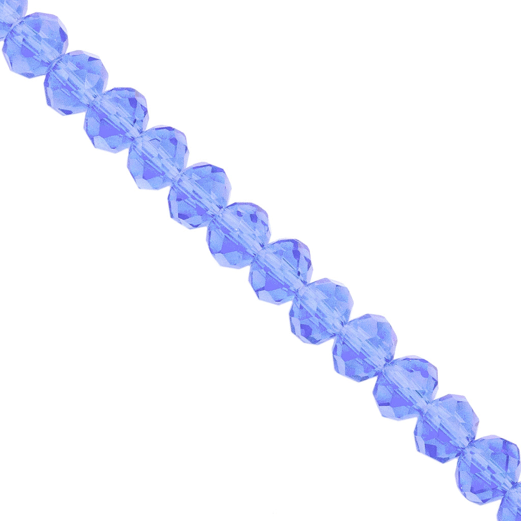 Glass Crystal Beads, Rondelle, Light Sapphire, 8mm X 6mm, Approx  65+ pcs per strand