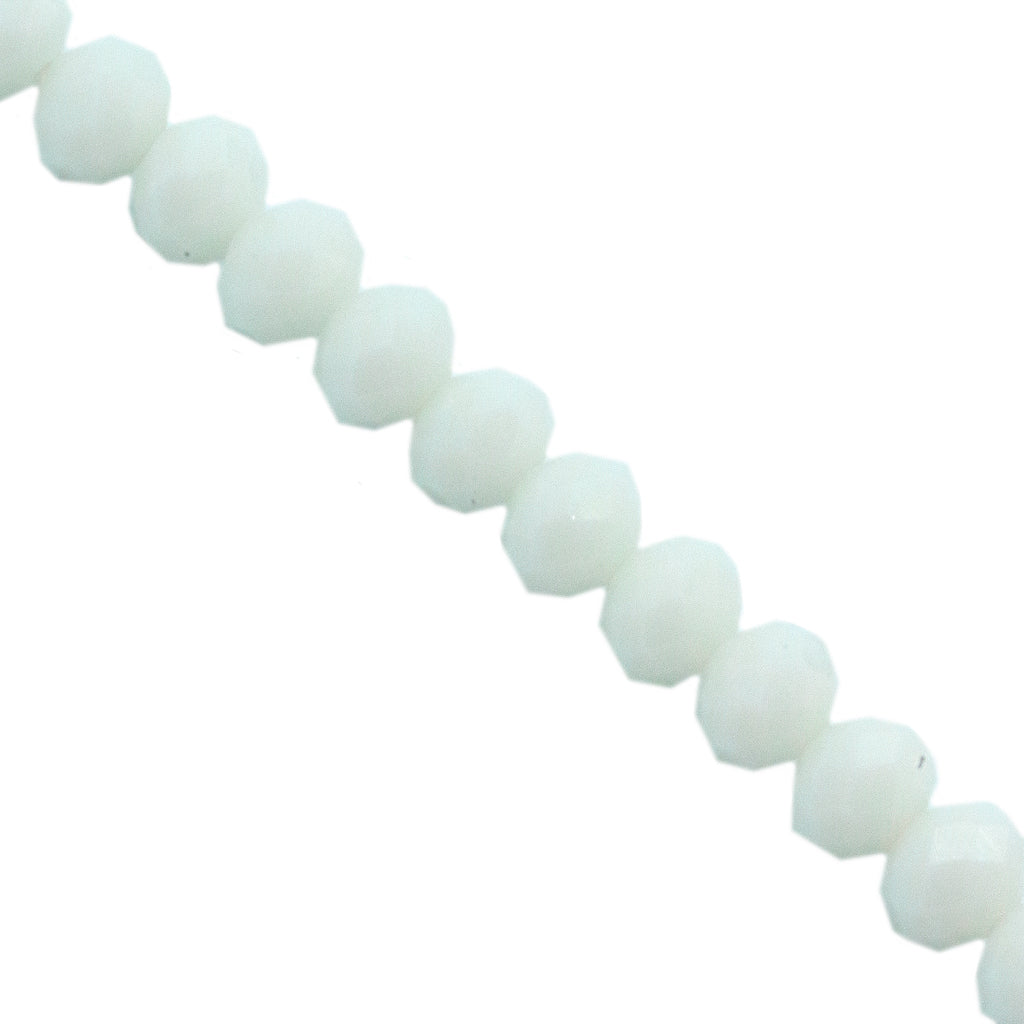 Glass Crystal Beads, Rondelle, White Opaque, 8mm X 6mm, Approx  65+ pcs per strand